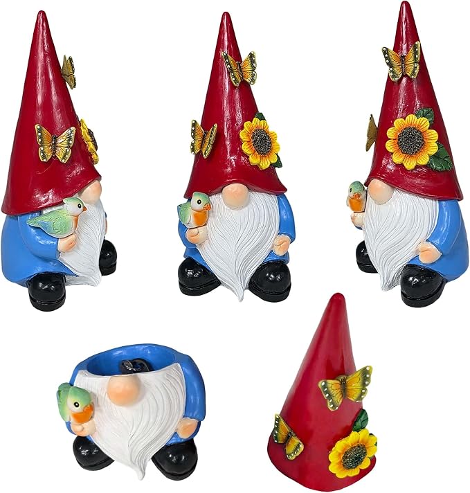 Key Hider Outdoor Garden Gnomes Statue Hide A Key Outside Gnome Figurine Decor for Yard Lawn Hidden Spare Key Holder Lock Box Red