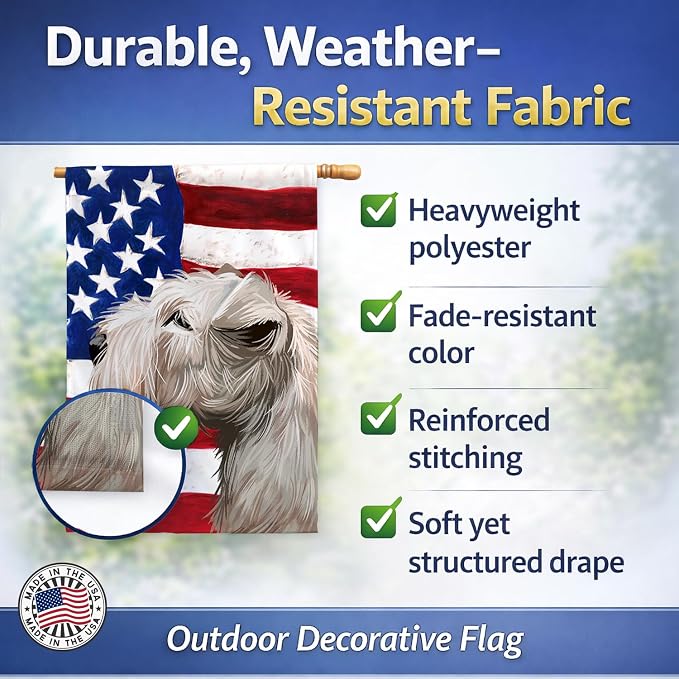 Caroline's Treasures CK6602CHF Lakeland Terrier American Flag House Flag Large Porch Sleeve Pole Decorative Outside Yard Banner Artwork Wall Hanging, Polyester, House Size, Multicolor