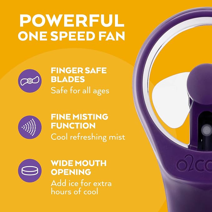 O2COOL FML0001 Elite Misting Fan, Purple