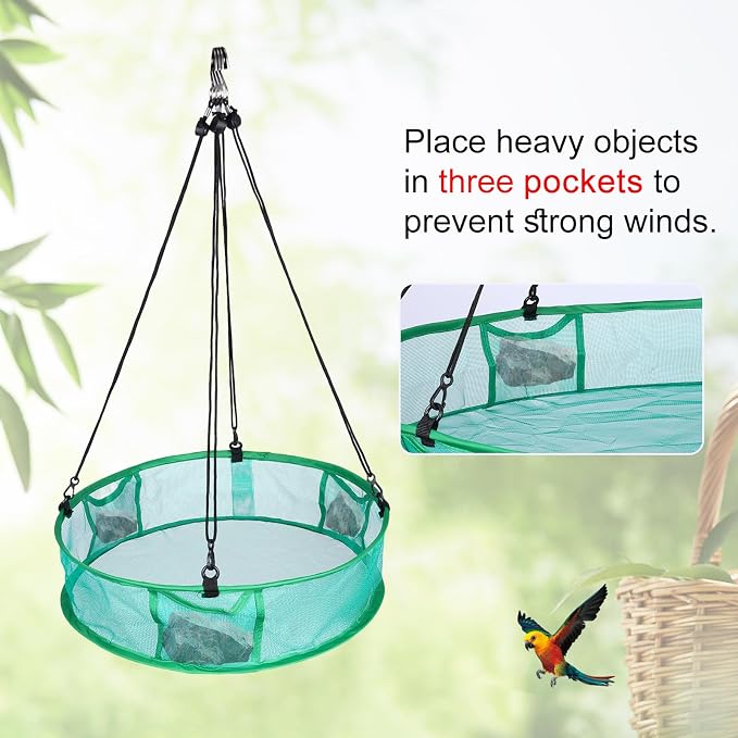 2Pcs Bird Seed Catcher for Outdoor Feeders, Bird Feeder Trays to Catch Seed, Upgraded Version Can Prevent Strong Winds. (16 inches)