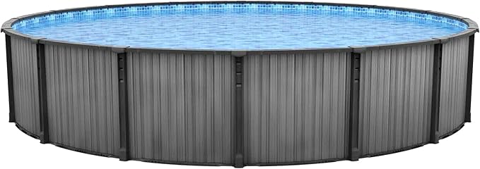 Lake Effect Pools 'Bora Bora' 27 ft Round Above Ground Swimming Pool | 52 Inch Resin Protected Steel Sided Walls | Bundle Includes: 25 Gauge Overlap Liner & Widemouth Skimmer