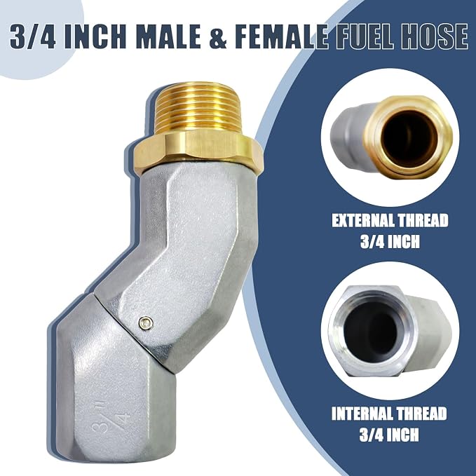 3/4 Inch Fuel Swivel, Fuel Hose Swivel with 3/4'' NPT Connector Fuel Plane Swivel with 360 Roating Connector Reduces Hose Kinking,Universal Multi-Plane Swivel Fit for Fuel Transfer Nozzle