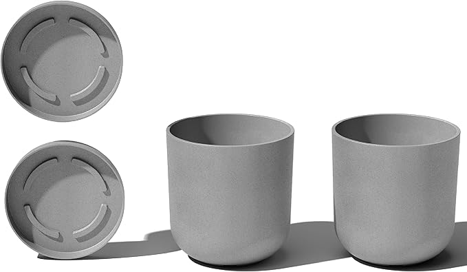Veradek Mason Series Lima Planter - Round Planter for Indoor or Outdoor Porch/Garden | Made from Plastic-Stone Composite with Drainage Holes | Modern Décor for Succulents, Flowers, Small Plants