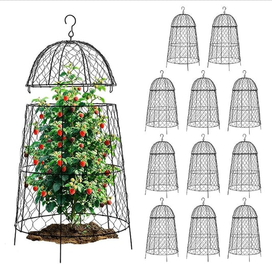 12Pcs garden cloche for plants,20×12.6in large size plant cages for outdoor plants,split design and anti-rust coated chicken wire cloche,sturdy and not easy to deform,plant cages to keep animals out