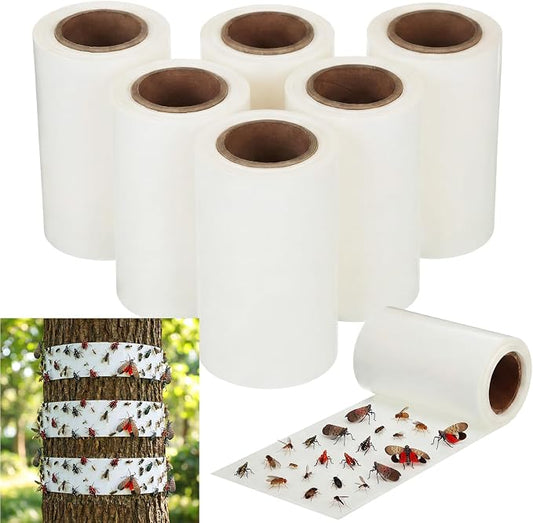 6 Rolls Spotted Lantern Fly Traps Ant Insect Barrier, 30 ft Each, Outdoor Fly Tree Tape Trees Wrap Spotted Lanternfly Killer for Protect Trees, Fruit & Plants, Pest Control Lawn & Garden