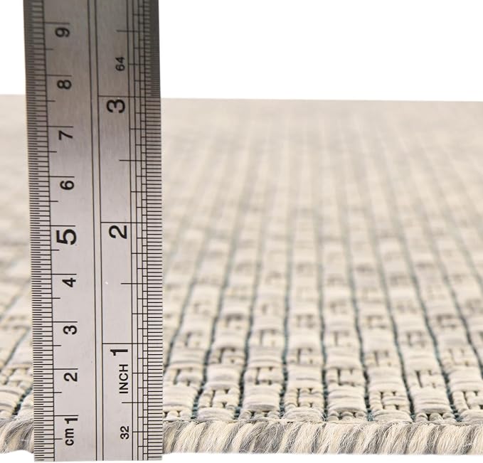 Unique Loom Collection Casual Transitional Solid Heathered Indoor/Outdoor Flatweave Area Rug (10' x 14' 1" Rectangle, Light Gray/Ivory)