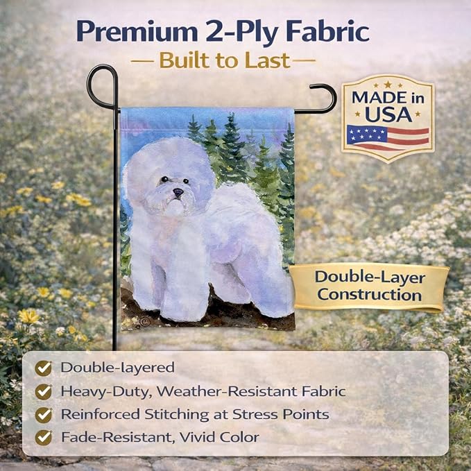 Caroline's Treasures SS8916GF Bichon Frise Garden Flag Mailbox Flag Decorative Yard Flag Banner Outside Patio Artwork Yard Flower Beds, Garden Size, Multicolor