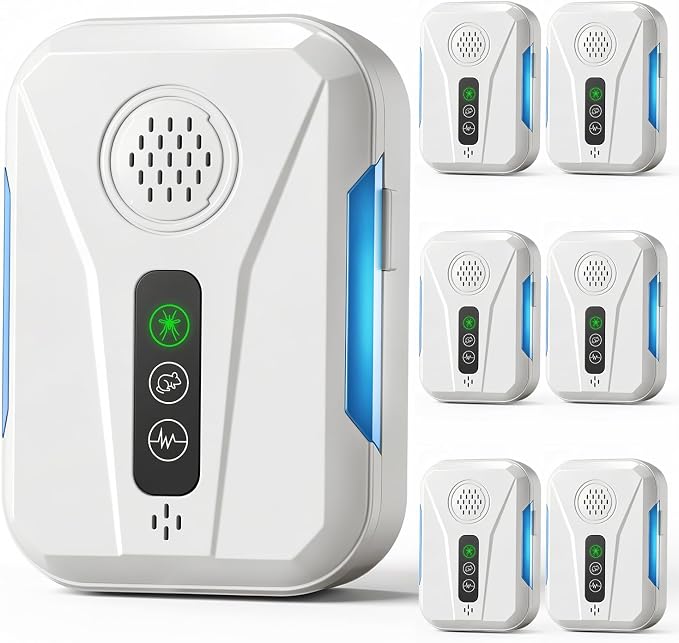 2026 Upgraded Ultrasonic Pest Control Repeller, Mouse Repellent Indoor for Mice Bug Roach Ant Mosquito Insect Deterrent, Rodent Repellent Plug in for Home Office Warehouse, 3 Mode Switching, 6 Packs