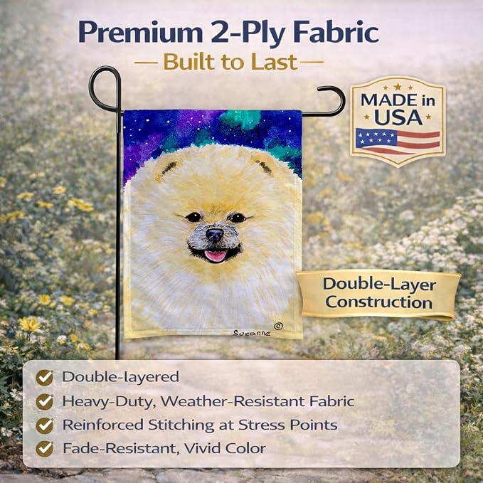 Caroline's Treasures SS8997GF Pomeranian Garden Flag Mailbox Flag Decorative Yard Flag Banner Outside Patio Artwork Yard Flower Beds, Garden Size, Multicolor
