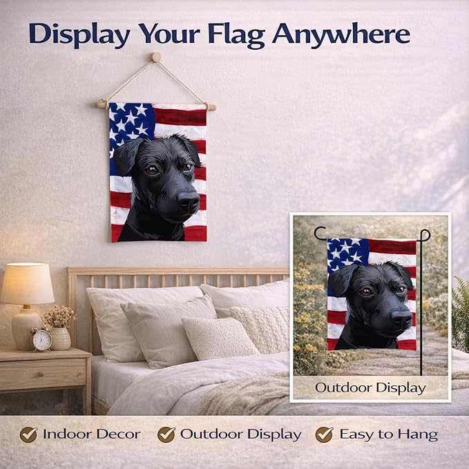 Caroline's Treasures CK6638GF Patterdale Terrier Dog American Flag Garden Flag Mailbox Flag Decorative Yard Flag Banner Outside Patio Artwork Yard Flower Beds, Garden Size, Multicolor