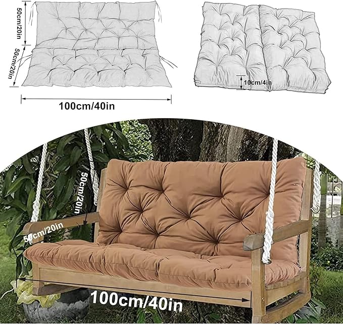 Swing Cushion Replacement Outdoor Porch Waterproof Bench Cushion 2-3 Seater Washable Bench Replacement Cushions for Outdoor Patio Porch Swing Cushions