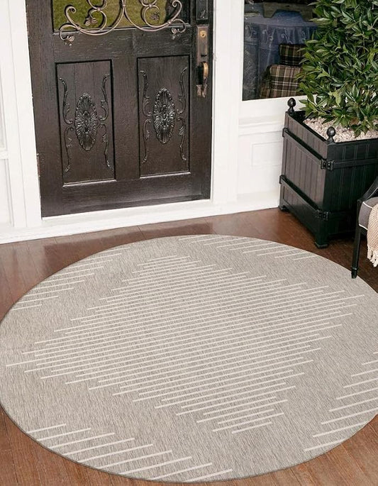 Unique Loom Outdoor Modern Collection Area Rug - Tambor (10' Round Gray/Ivory)