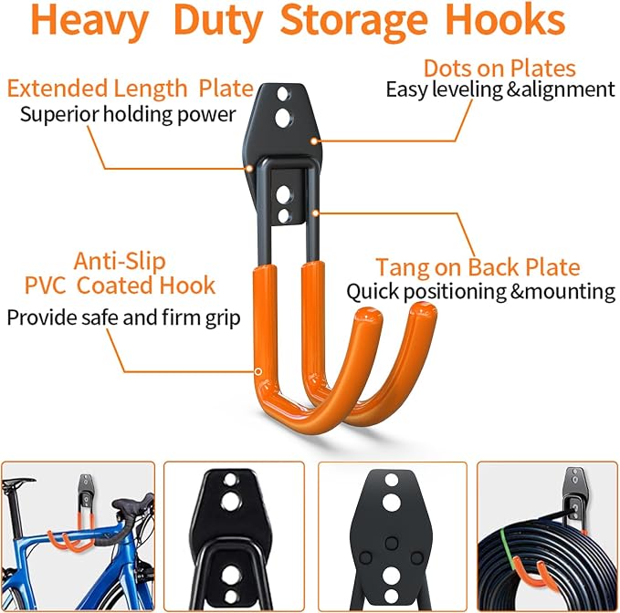 3-H Garden Hose Holder Wall Mount 4 Pack Solid Steel 3.9 Inch Compact Hose Hanger Heavy Duty Water Hose Holders for Outside,Orange