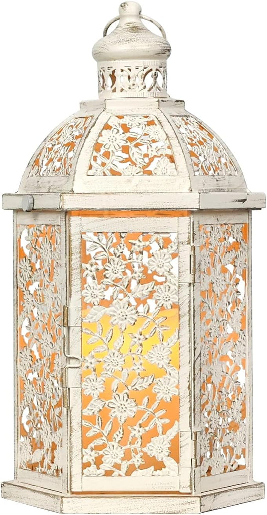 NEEDOMO Lanterns Decorative Indoor, 13.8" Vintage Outdoor Lantern, Metal Candle Holders Lantern Decor for Patio, Front Porch, Wedding, Shelf, Farmhouse Table Decor