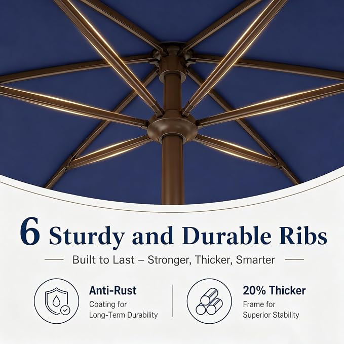 7.5ft Patio Umbrella, Outdoor Table Market Umbrella with Smooth Crank Lift, 6 Windproof Fiberglass Ribs, UPF50+ UV Protection for Deck, Pool, Garden and Backyard