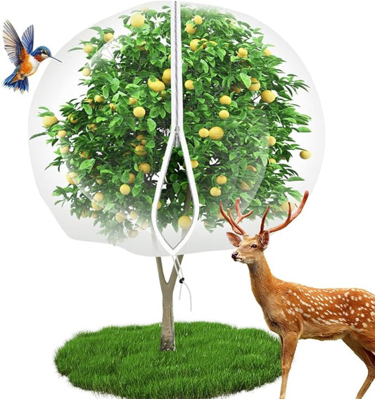 10'x14' Large Fruit Tree Netting for Squirrels and Birds with Drawstring, Insect Bird Netting Pest Barrier for Garden Protection (White)