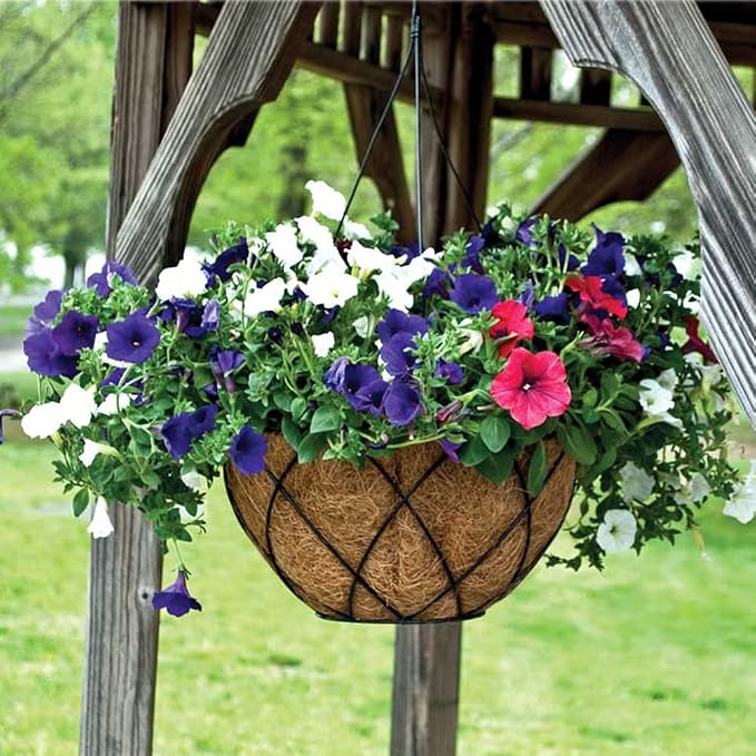 16" Round Coco Liner for Hanging Planter, 4Pcs, 100% Natural Coconut Coir Liner, Promotes Air Circulation & Water Retention, Ideal for Flower Plants & Garden Decorations