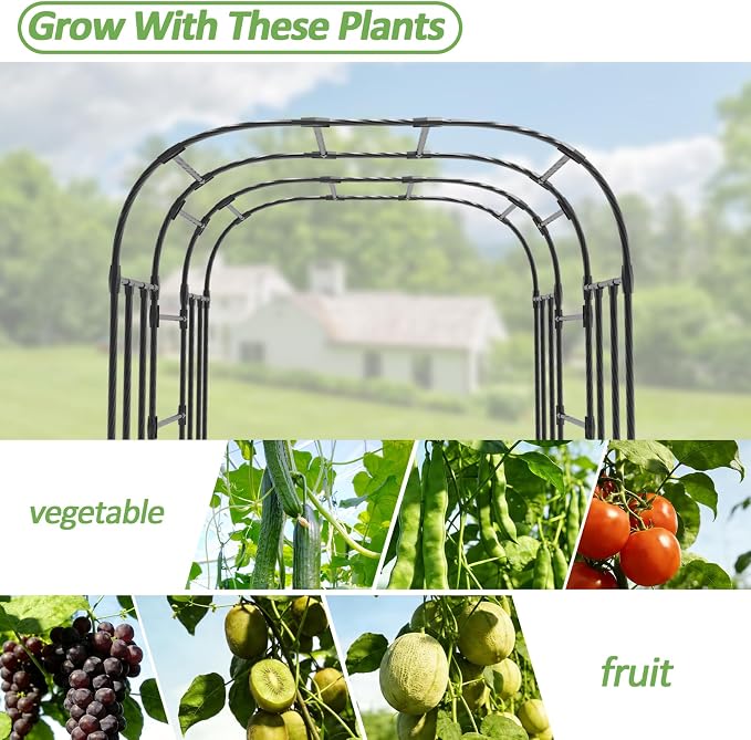 Garden Arch Trellis - 69" L*71" W*87" H, Rust-Proof Grape Trellis with Thickened Steel 20MM Pipe, Garden Arch Trellis for Climbing Plants Outdoor, Tunnel Trellis for Cucumber, Pumpkin, Melon