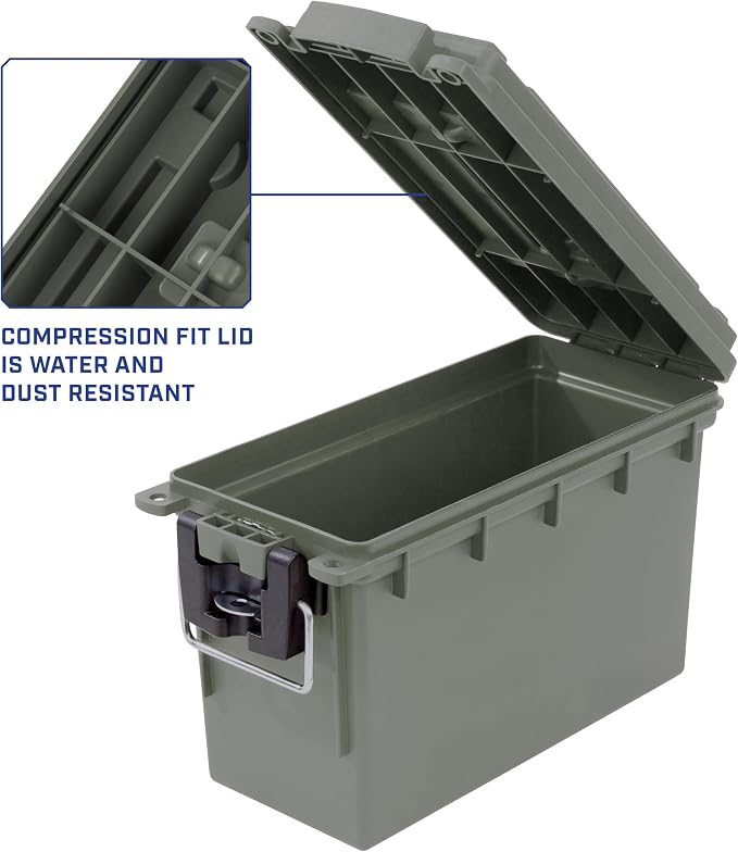 Sheffield Ammo Box Made in USA, Stackable Lockable Ammo Storage Box, Green | 4 Pack Lockable Storage Box, Water & Dust Resistant Dry Box, Secures Hunting Gear, Gun Accessories, Supplies, Bullets