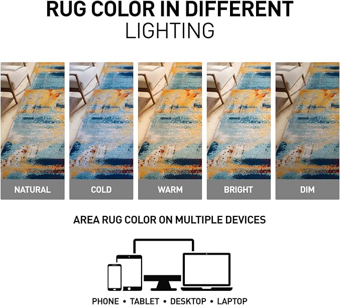 Rugshop Abstract Jute Backing Living Room Office Area Rug Multi 3'3" x 5' | Rectangular, Size 3'3" x 5', Bedroom, Dining Room, Home Office, Kitchen, Entryway, Hallway, Nursery, Kids Room, Guest Room