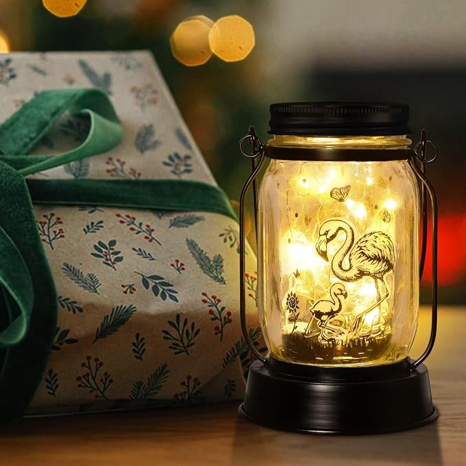 kyoryuger Flamingo Gifts for Women/Men Flamingo Lovers Solar Lantern Mom Birthday, Mothers Day, Solar Garden Decoration Outside for Yard, Patio,Backyard,Porch, Torches