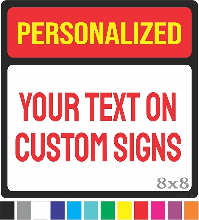 Custom Metal Sign for Outdoor and Indoor made from weatherproof non rusting aluminum. Full Color, UV Ink lasts years. Customized No Trespassing Signs, Personalized Delivery Signs for home or office. 8" x 8" - by ATX CUSTOM SIGNS