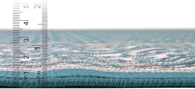 Unique Loom Williamsburg Collection Traditional Border with Dotted Center Area Rug, Rectangular 7' 1" x 10' 0", Teal/Beige
