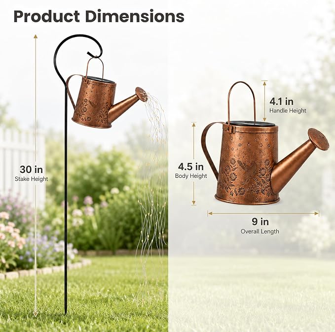 Solar Watering Can Light, Solar Powered Hanging Lantern Landscape Lights, Decorative Garden for Yard Waterproof Garden Decor, Gifts for Mom, Grandma（Hummingbird）