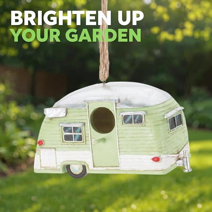Spoontiques - Birdhouse - Garden Décor - Decorative Bird House for Yard and Garden Decoration - Hanging Novelty for Outdoor Patio - Trailer Birdhouse