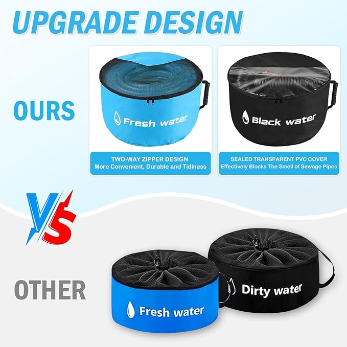 4 Pack RV Sewer Hose Storage, Visible Cover And Two-Way Zipper RV Hose Storage Bags, Waterproof RV Accessories Bags Utility Bag Organizer for Garden Fresh Water Hoses Electrical Cords Camper Tools