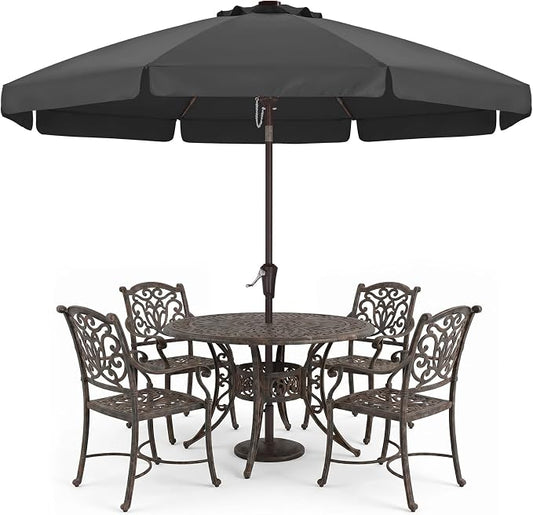 ABCCANOPY 9ft Scalloped Patio Umbrella, Outdoor Table Umbrella with Tilt and Crank, Fiberglass Ribs Deck Umbrella for Patio, Pool, Garden, Picnic (Dark Gray)