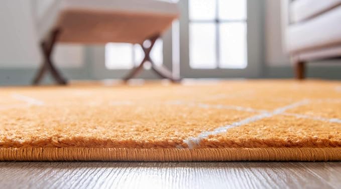 Unique Loom Trellis Frieze Collection Area Rug - Geometric (5' 1" x 8', Orange/ Ivory)