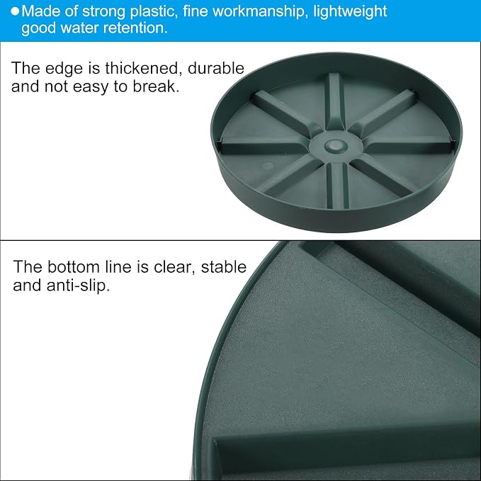 PATIKIL Plant Pot Saucers 10.5 Inch, 6 Pack Plastic Round Plant Pot Thicker Flower Drip Tray for Indoor Outdoor, Green