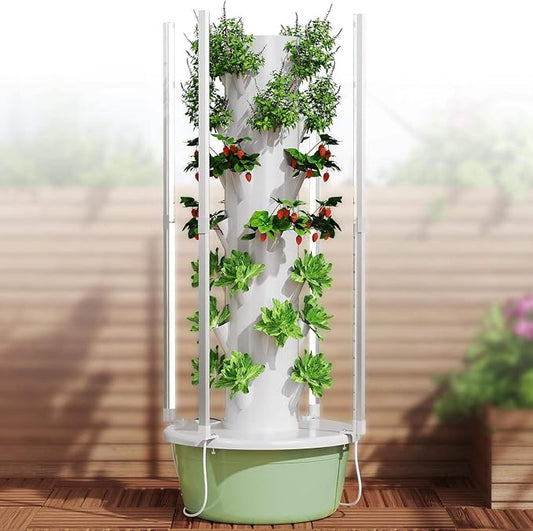 Hydroponic Growing Kit System, Tower Garden Hydroponic Tower with 4 LED Grow Lights, 7 Layer 28 Pots Planter, Indoor Herb Garden Planter for Lettuce, Veggies, and Fresh Greens