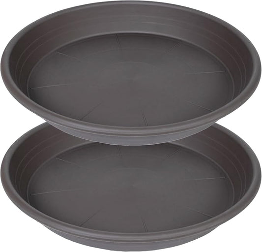 2 Pack of 16 inch Plant Saucer, Large Plant Tray, Heavy Sturdy Plant Drainage Tray for Indoors, Bird Bath Bowls, Sturdy 18 inch Plastic Pot Tray for Planter (Brown)