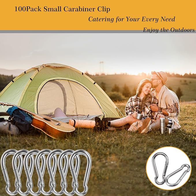 Heavy-Duty Carabiner Clip 1.57"–5.5", Black/Silver Spring Snap Hook, Quick Link Keychain Clip for Keys, Swing Set, Camping, Fishing, Hiking & Traveling (120–1350 lbs)