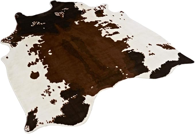 townssilk Cow Print Rug 4.1x4.5 Feet Faux Cow Hide Rug Animal Printed Area Rug Carpet for Home