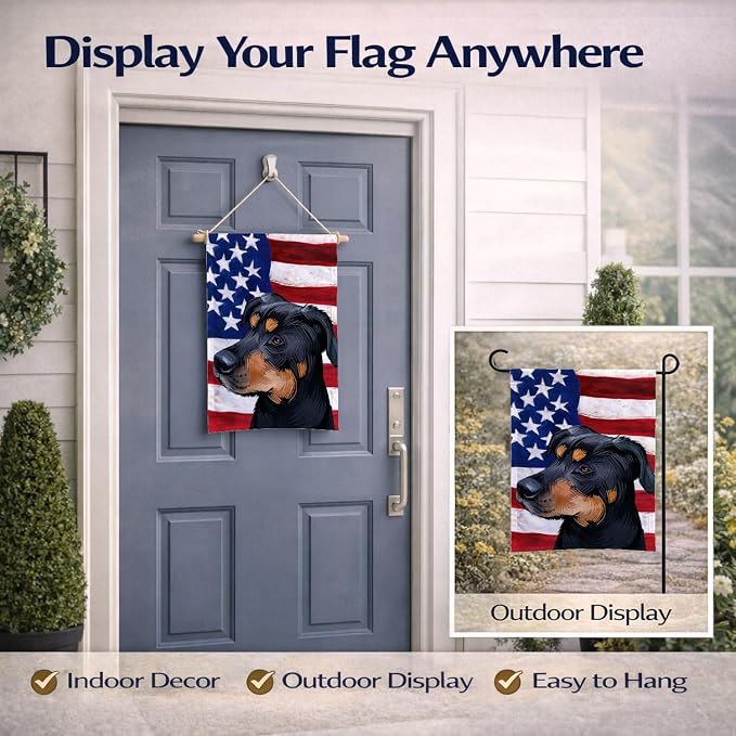 Caroline's Treasures CK6549GF Greek Harehound Dog American Flag Garden Flag Mailbox Flag Decorative Yard Flag Banner Outside Patio Artwork Yard Flower Beds, Garden Size, Multicolor