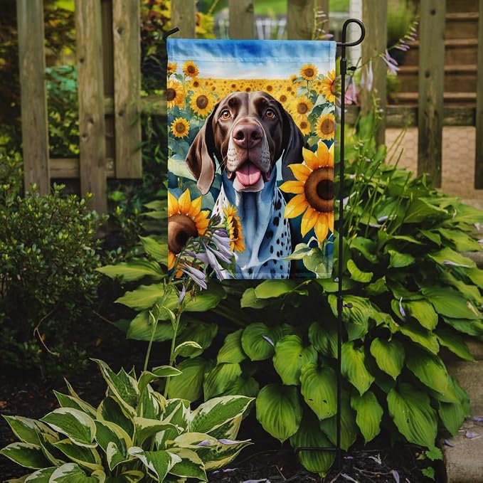 Caroline's Treasures DAC6085GF German Shorthaired Pointer in Sunflowers Garden Flag Mailbox Flag Decorative Yard Flag Banner Outside Patio Artwork Yard Flower Beds, Garden Size, Multicolor