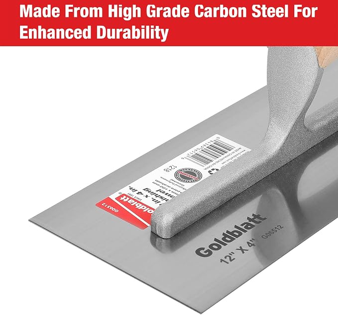 Goldblatt 3 Pieces Drywall Trowel, Carbon Steel Finishing Masonry Trowel Set Includes 14'' x 4'', 12'' x 4'', 8'' x 3'', Lightweight Wood Handle, Plastering Trowel for Drywall Wallboard Plasterboard