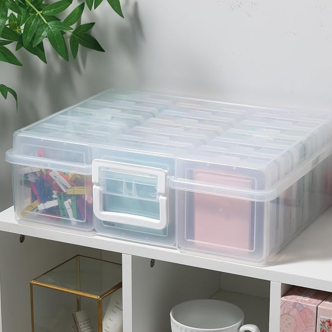 novelinks Stackable Plastic Clear Storage Box Containers with Latching Lid - Art Craft Supply Organizer Storage Containers for Pencil Box,Crayon, Jewelry (18 Pack Clear Small)