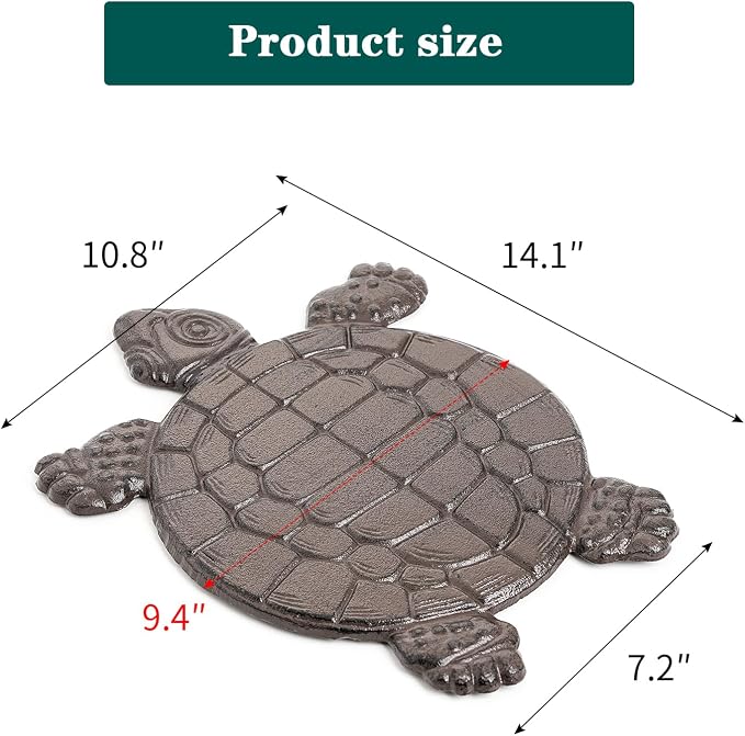 Sungmor Cast Iron Turtle Stepping Stones, Sturdy Metal Stepping Mat for Front Door, Outdoor Walkway Decorative Statue, Garden Path Pavers for Yard Lawn Landscaping