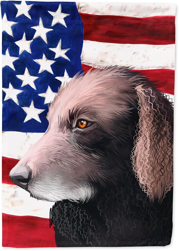 Caroline's Treasures CK6498GF Curly-Coated Retriever American Flag Garden Flag Mailbox Flag Decorative Yard Flag Banner Outside Patio Artwork Yard Flower Beds, Garden Size, Multicolor