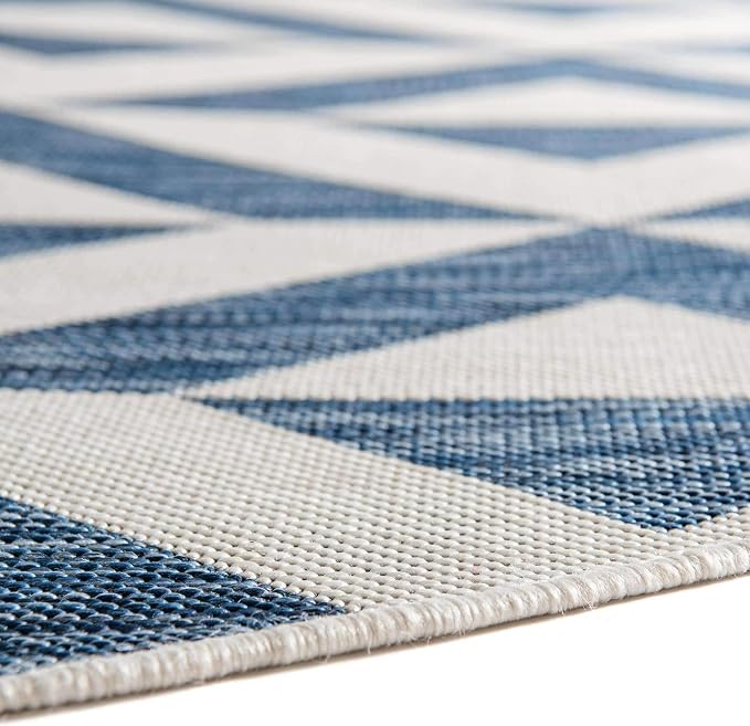 Unique Loom Jill Zarin Outdoor Collection Area Rug - Napa (4' 1" Round, Blue/ Ivory)