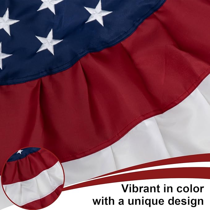 American Bunting Flags Outdoor 3x6 ft, Heavy Duty Embroidered Flag Buntings for Outside Use, Patriotic Bunting Banner US Pleated for 4th of July 250th Anniversary
