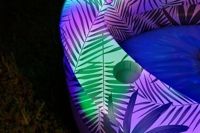 Poolcandy Inflatable Sunning Pools for up to 3 Adults (Illuminated LED Tropical Palms Day & Night Inflatable Sunning Pool)