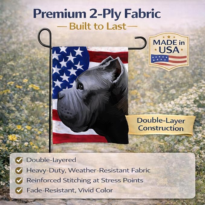 Caroline's Treasures CK6474GF Cane Corso Dog American Flag Garden Flag Mailbox Flag Decorative Yard Flag Banner Outside Patio Artwork Yard Flower Beds, Garden Size, Multicolor