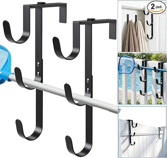 2 Pcs of Three-Layer swimming pool fence hooks, suitable for swimming pool equipment, rust-proof swimming pool net pole hooks, used for hanging tools, rakes, nets and other swimming pool accessories.