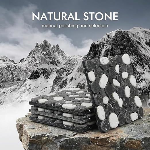 4 Pcs Interlocking Natural Deck Tiles 11.8" x 11.8" for Garden Patio Path | for Landscaping, Indoor & Outdoor, Waterproof, Easy to Install, DIY Landscape Decor