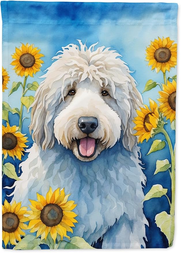 Caroline's Treasures DAC6107GF Komondor in Sunflowers Garden Flag Mailbox Flag Decorative Yard Flag Banner Outside Patio Artwork Yard Flower Beds, Garden Size, Multicolor